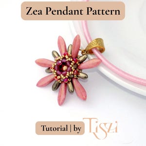 Zea Pendant Beading Pattern - Floral Star Design with Dagger Beads - PDF Tutorial - Tiszi® Tutorial
