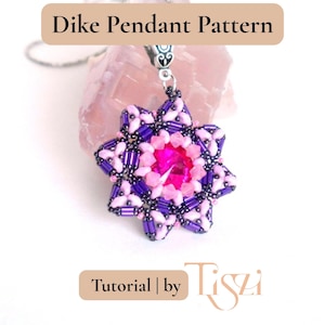 Dike Beaded Pendant Pattern - Bugle Bead & MiniDuo Design - PDF Tutorial - Tiszi® Tutorial