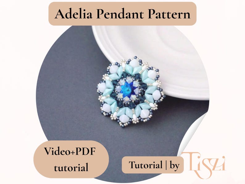 Adelia Pendant Beading Pattern | Video Tutorial + PDF | Layered Mandala Design with Rulla & DiamonDuo Beads image 3