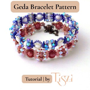 Modello per bracciale con perline Geda - Tutorial per perline Crescent e Rulla - Download PDF - Tutorial Tiszi® immagine 5