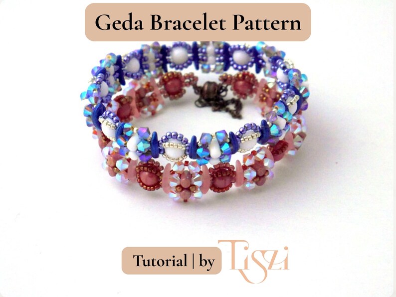 Modello per bracciale con perline Geda - Tutorial per perline Crescent e Rulla - Download PDF - Tutorial Tiszi® immagine 5