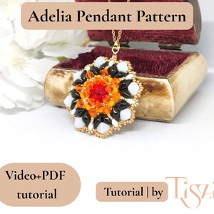 Adelia Pendant Beading Pattern | Video Tutorial + PDF | Layered Mandala Design with Rulla & DiamonDuo Beads image 6