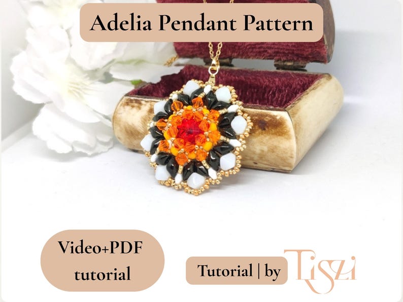 Adelia Pendant Beading Pattern | Video Tutorial + PDF | Layered Mandala Design with Rulla & DiamonDuo Beads image 6
