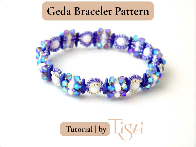 Modello per bracciale con perline Geda - Tutorial per perline Crescent e Rulla - Download PDF - Tutorial Tiszi® immagine 7