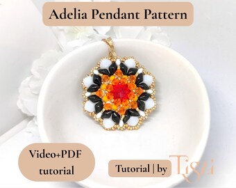 Adelia Pendant Beading Pattern | Video Tutorial + PDF | Layered Mandala Design with Rulla & DiamonDuo Beads