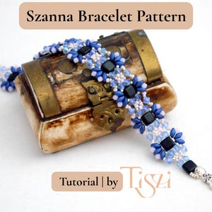 Szanna Beaded Bracelet Pattern - Tile & SuperDuo Lacy Design - PDF Tutorial - Tiszi® Tutorial