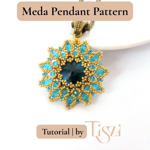 Meda Beaded Pendant Pattern - Crystal Rivoli & Firepolished Donut Tutorial - PDF Download - Tiszi® Tutorial image 4