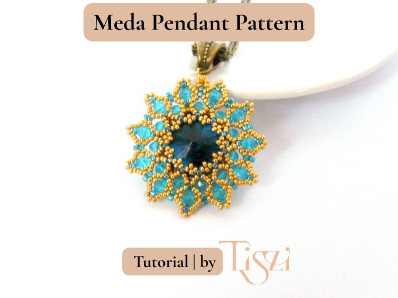 Meda Beaded Pendant Pattern - Crystal Rivoli & Firepolished Donut Tutorial - PDF Download - Tiszi® Tutorial image 4