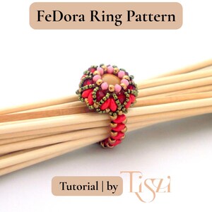 FeDora Beaded Ring Pattern - Dome & SuperDuo Statement Design - PDF Tutorial - Tiszi® Tutorial