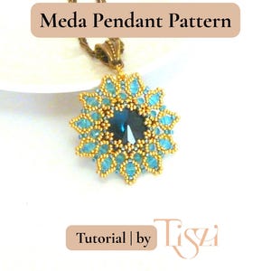 Meda Beaded Pendant Pattern - Crystal Rivoli & Firepolished Donut Tutorial - PDF Download - Tiszi® Tutorial image 8
