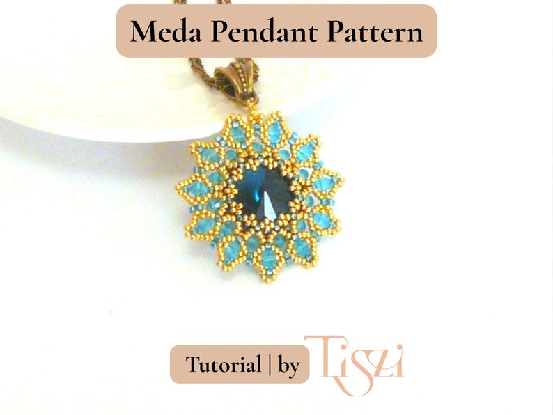 Meda Beaded Pendant Pattern - Crystal Rivoli & Firepolished Donut Tutorial - PDF Download - Tiszi® Tutorial image 8