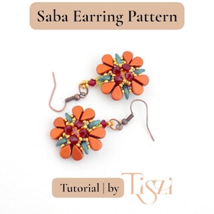 Patrón de aretes de cuentas Saba - Diseño de cuentas Amos par Puca y Crescent - Tutorial de abalorios - Tutorial de Tiszi®