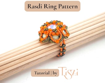 Patrón de anillo de cuentas Rasdi - Diseño floral SuperDuo y Rivoli - Tutorial en PDF - Tutorial de Tiszi®