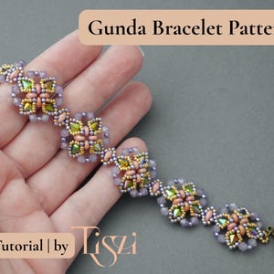 Gunda Bracelet Beading Pattern - Elegant Motif Design with DiamonDuo & SuperDuo - PDF Tutorial - Tiszi® Tutorial
