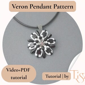 Veron Star Pendant Beading Pattern, Video Tutorial + PDF, Star-shaped Design with Tila & Dagger Beads image 2