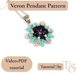 Veron Star Pendant Beading Pattern, Video Tutorial + PDF, Star-shaped Design with Tila & Dagger Beads