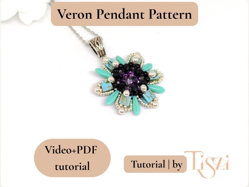 Veron Star Pendant Beading Pattern, Video Tutorial + PDF, Star-shaped Design with Tila & Dagger Beads image 1