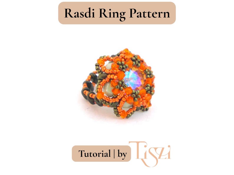 ラスディビーズリングパターン - SuperDuo & Rivoli フローラルデザイン - PDFチュートリアル - Tiszi®チュートリアル 画像 5