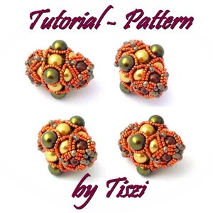 Beading pattern, tutorial for beaded bead Pearlmania, step by step instructions, PDF pattern