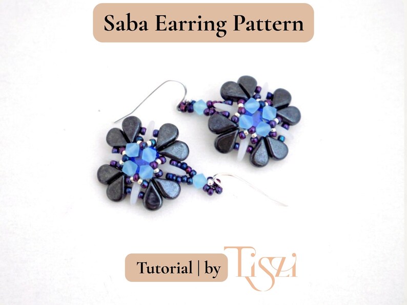 Saba Beaded Earring Pattern - Amos par Puca & Crescent Bead Design - Beading Tutorial - Tiszi® Tutorial image 4