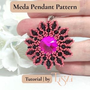 Meda Beaded Pendant Pattern - Crystal Rivoli & Firepolished Donut Tutorial - PDF Download - Tiszi® Tutorial image 6