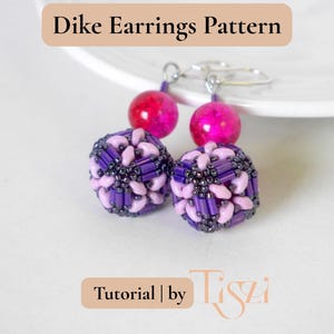 Dike Beaded Earring Pattern - Bugle Bead & MiniDuo Cube Design - PDF Tutorial - Tiszi® Tutorial image 3