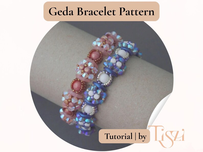 Modello per bracciale con perline Geda - Tutorial per perline Crescent e Rulla - Download PDF - Tutorial Tiszi® immagine 8