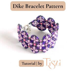 Dike Beaded Bracelet Pattern - Bugle Bead & MiniDuo Lacy Design - PDF Tutorial - Tiszi® Tutorial image 3