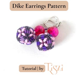 Dike Beaded Earring Pattern - Bugle Bead & MiniDuo Cube Design - PDF Tutorial - Tiszi® Tutorial image 6