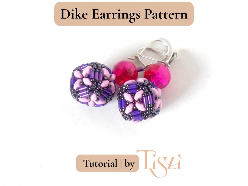 Dike Beaded Earring Pattern - Bugle Bead & MiniDuo Cube Design - PDF Tutorial - Tiszi® Tutorial image 6