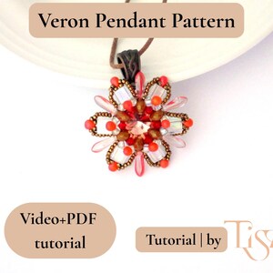 Veron Star Pendant Beading Pattern, Video Tutorial + PDF, Star-shaped Design with Tila & Dagger Beads image 9