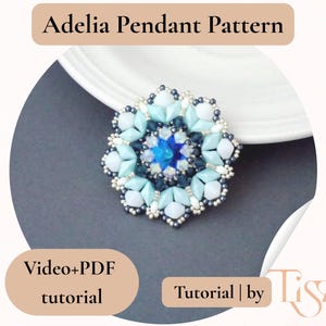 Adelia Pendant Beading Pattern | Video Tutorial + PDF | Layered Mandala Design with Rulla & DiamonDuo Beads image 5