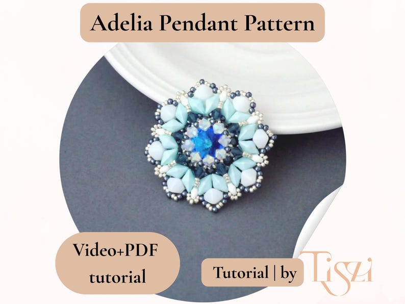 Adelia Pendant Beading Pattern | Video Tutorial + PDF | Layered Mandala Design with Rulla & DiamonDuo Beads image 5