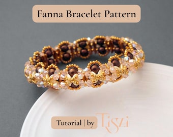 Schema per bracciale Fanna con perline - Elegante design smerlato con perline a mezzaluna e a pizzico - Tutorial in PDF - Tutorial Tiszi®