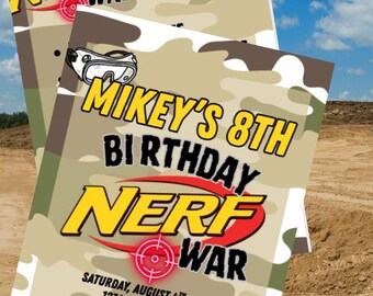 Nerf War Birthday Invitation Template