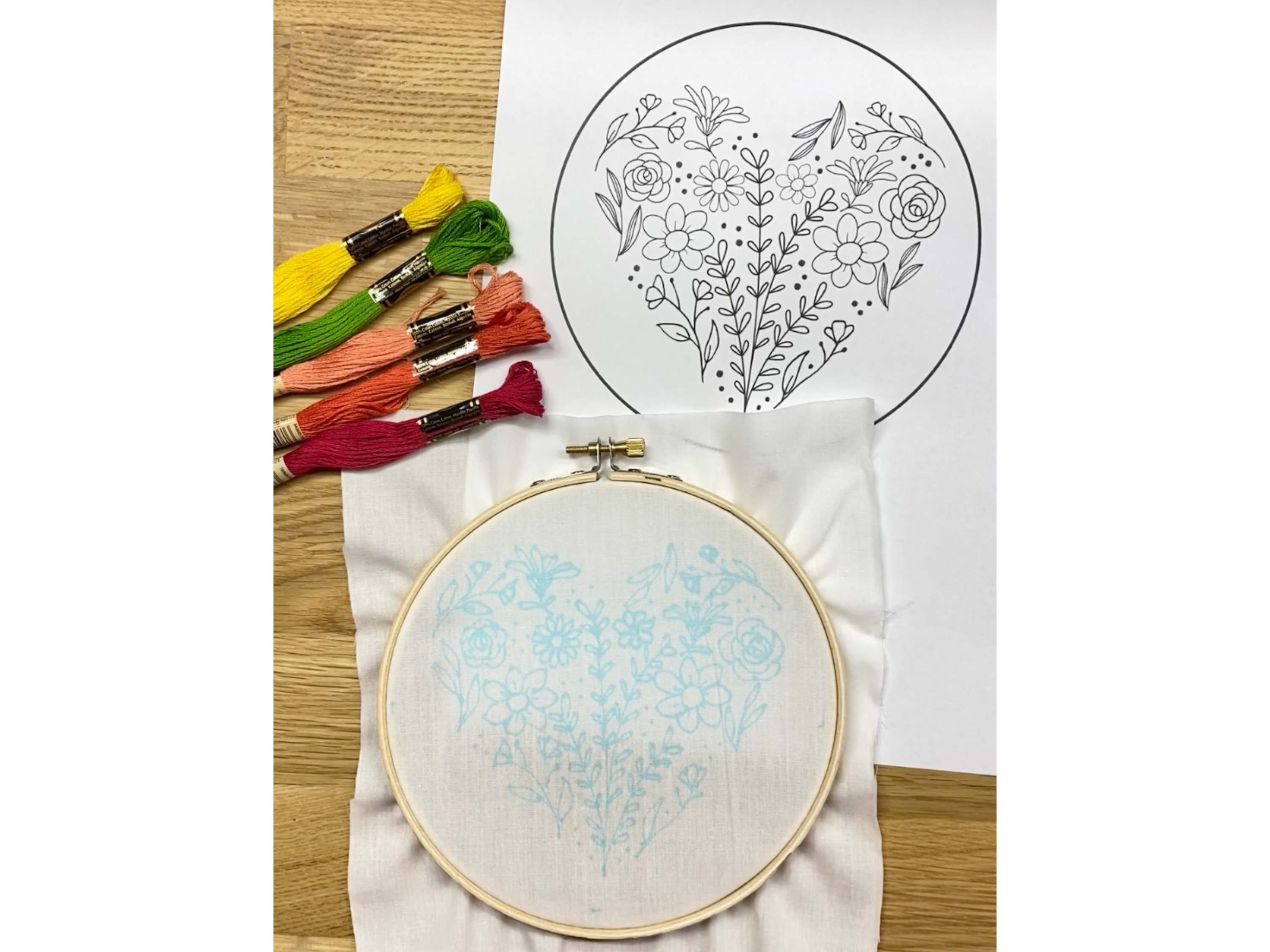 Floral Heart Hand Embroidery PDF Pattern Digital Download - All Skill ...
