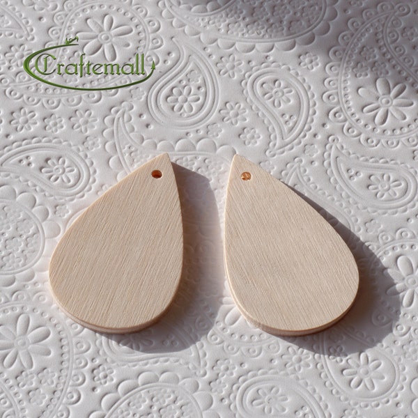 SALE: Wooden Earring Components for Decoupage or Painting - 50mm Flat Teardrop - set of 10