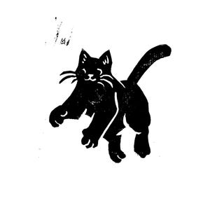 Cat Lino print, &quot;Leap of Joy&quot;
