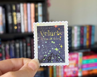 Adesivo timbro Velaris: merchandising ACOTAR Bookish con scintille olografiche