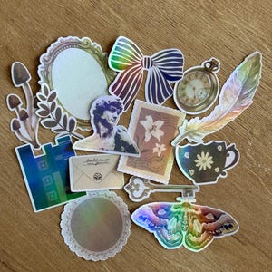 Dark Academia Sticker Pack: Holographic Bookish Stickers for Kindle