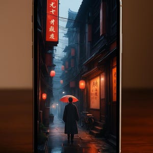 Cozy Urban Street Phone Wallpaper | Aesthetic Vintage iPhone & Android Background | Night City Street Art Lock Screen | iphone Wallpaper