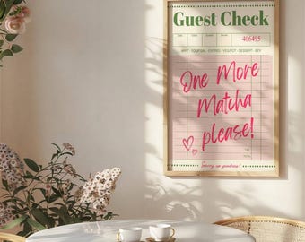 Matcha Latte Guest Check Art Print: Trendy Kitchen Decor (Digital Download)