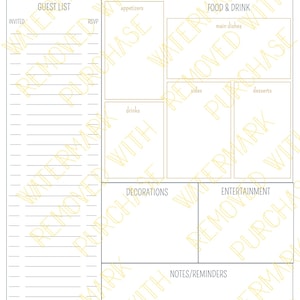 Simple Party Planning printable, Guest List Tracker, Party Planning List, Event planning, Party checklist, Party Planning Checklist, PDF