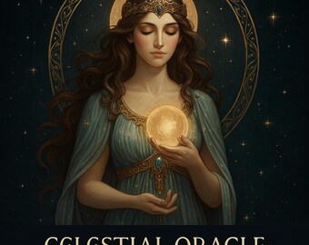 Celestial Oracle Tarot Art | 20 Mystical Goddess Illustrations | Spiritual Clipart | Fantasy Wallpaper Pack | Digital Download
