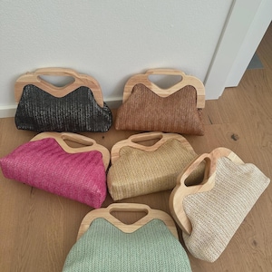 Elsa Clutch - Raffia and Wood