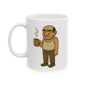 Grumpy Funny Cartoon Character Ceramic Mug, Cute Coffee Cup for Home, Gifts for Friends, Quirky Drinkware, Unique Birthday Present