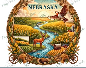 Nebraska PNG | State Design with Motto | Transparent POD File | Illustration