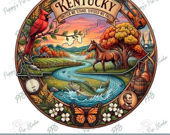 Kentucky PNG | State Design with Motto | Transparent POD File | Illustration