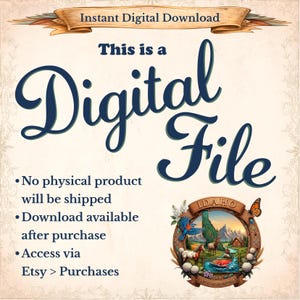 May include: Digital file graphic with text "Instant Digital Download" and "This is a Digital File." Includes a decorative Idaho state seal. The image states that no physical product will be shipped.