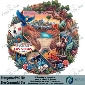 Nevada PNG | State Design with Motto | Transparent POD File | Illustration